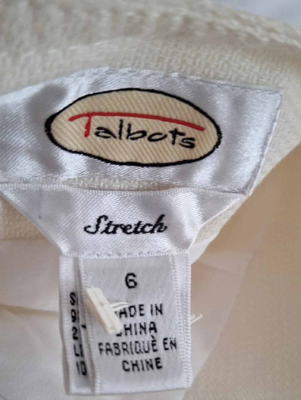 Talbots Cream/White Lined Sidezip Stretch Slacks - Picture 2 of 14